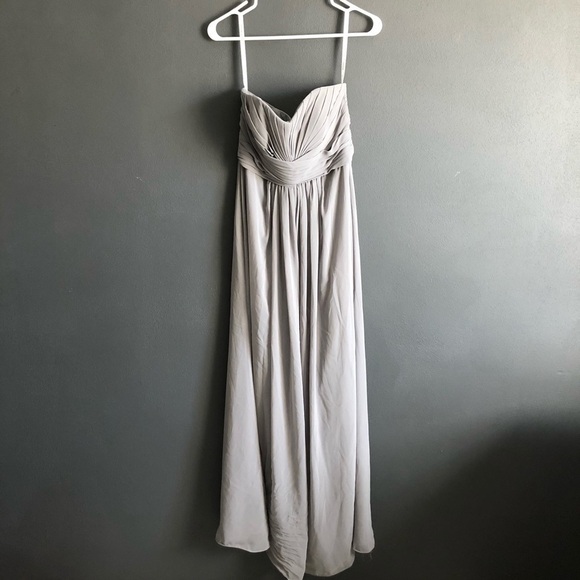 David’s Bridal Mercury Chiffon Strapless Bridesmaid Dress 6 - Picture 4 of 6